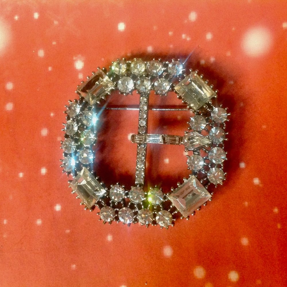 Vintage Pave Rhinestone Buckle Brooch